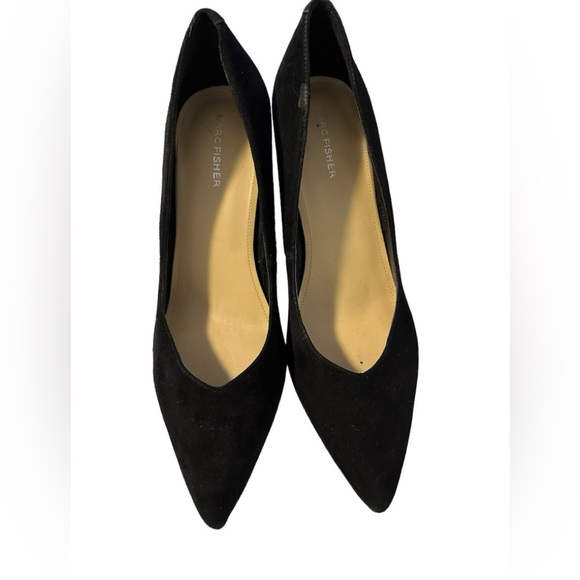 Marc Fisher Shoes - Marc Fisher Zala Block Heel Pump Black Suede Pointy Toe 3 inch Heel Size 10